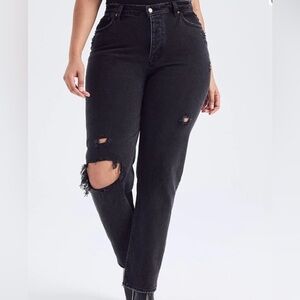 NWT Abercrombie & Fitch The Dad High Rise Distressed Black Button Fly Jeans Sz 4